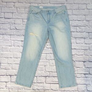 GAP Women 1969 Mid-Rise Destructed Real Straight Skimmer Jeans Size 32
